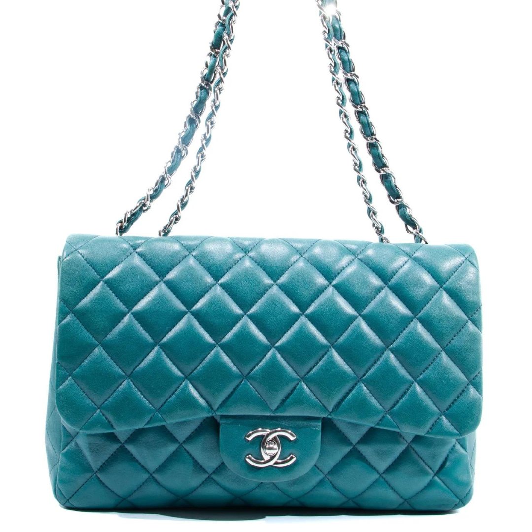 FWRD Renew Chanel Quilted Nylon Flap Shoulder Bag in Blue