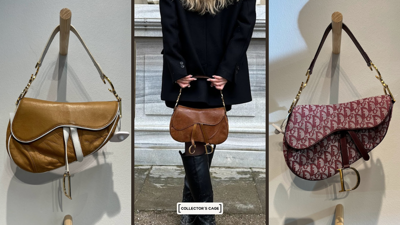  Christian Dior Saddle Bag, Vintage Brown Leather Dior Double Saddle Bag,  Dior Monogram Saddle Bag