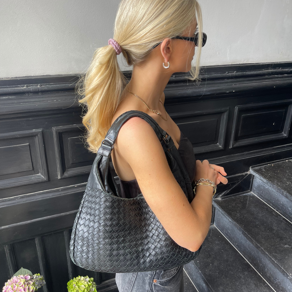 Bottega Veneta Medium Campana Hobo Green Leather