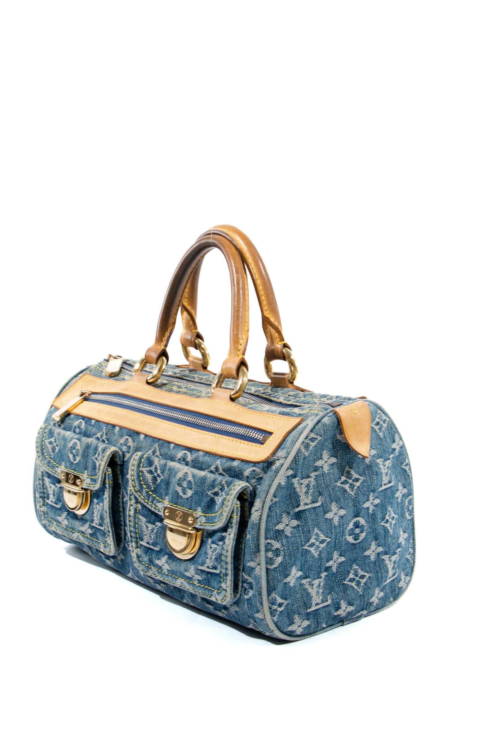 What Goes Around Comes Around Louis Vuitton Blue Denim Neo Speedy Bag