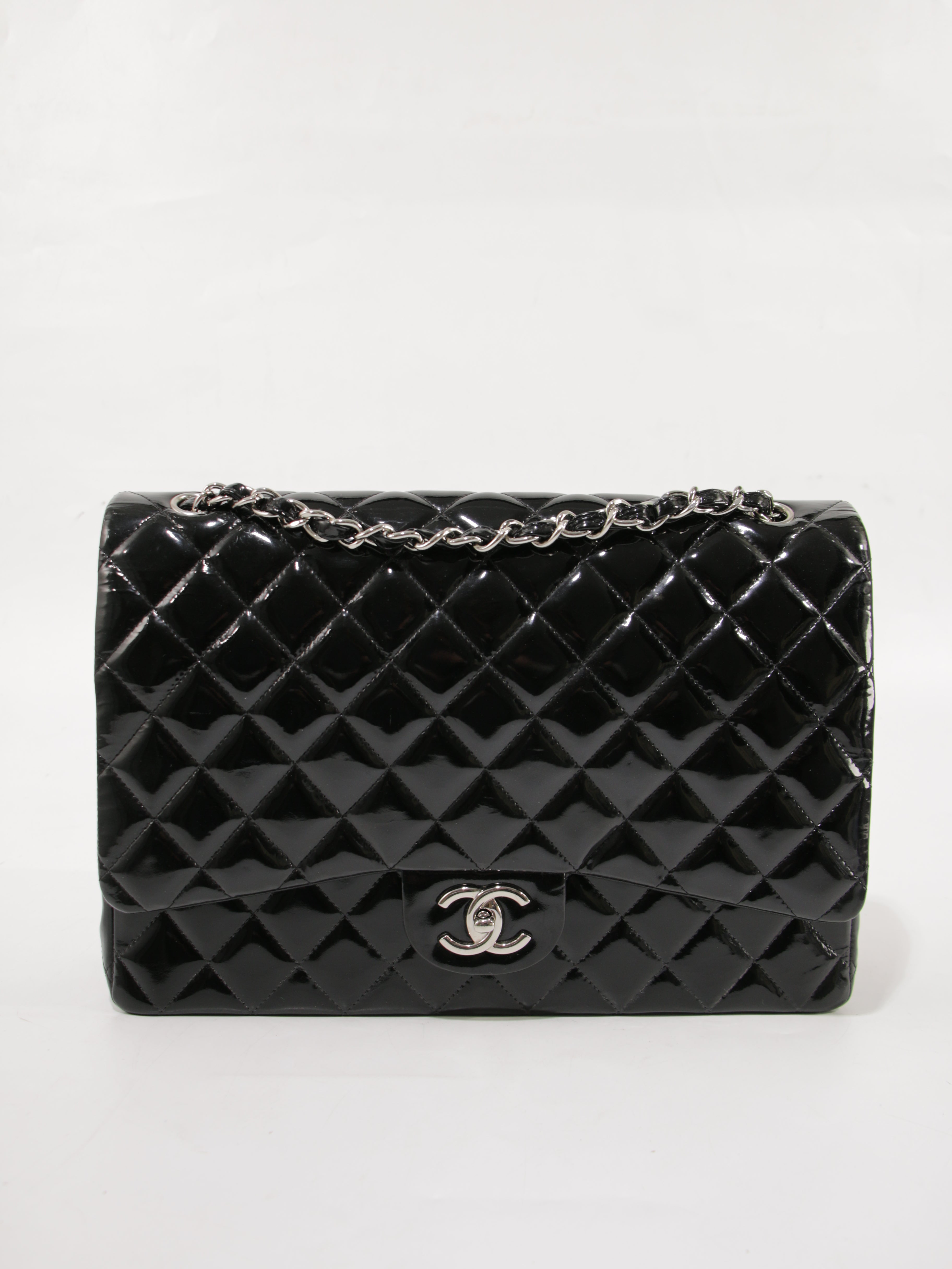 CHANEL 2.55 ヴィンテージ クラシック フラップバッグ マキシ CHANEL Vintage Maxi Jumbo 34cmFlap Shoulder Bag Black