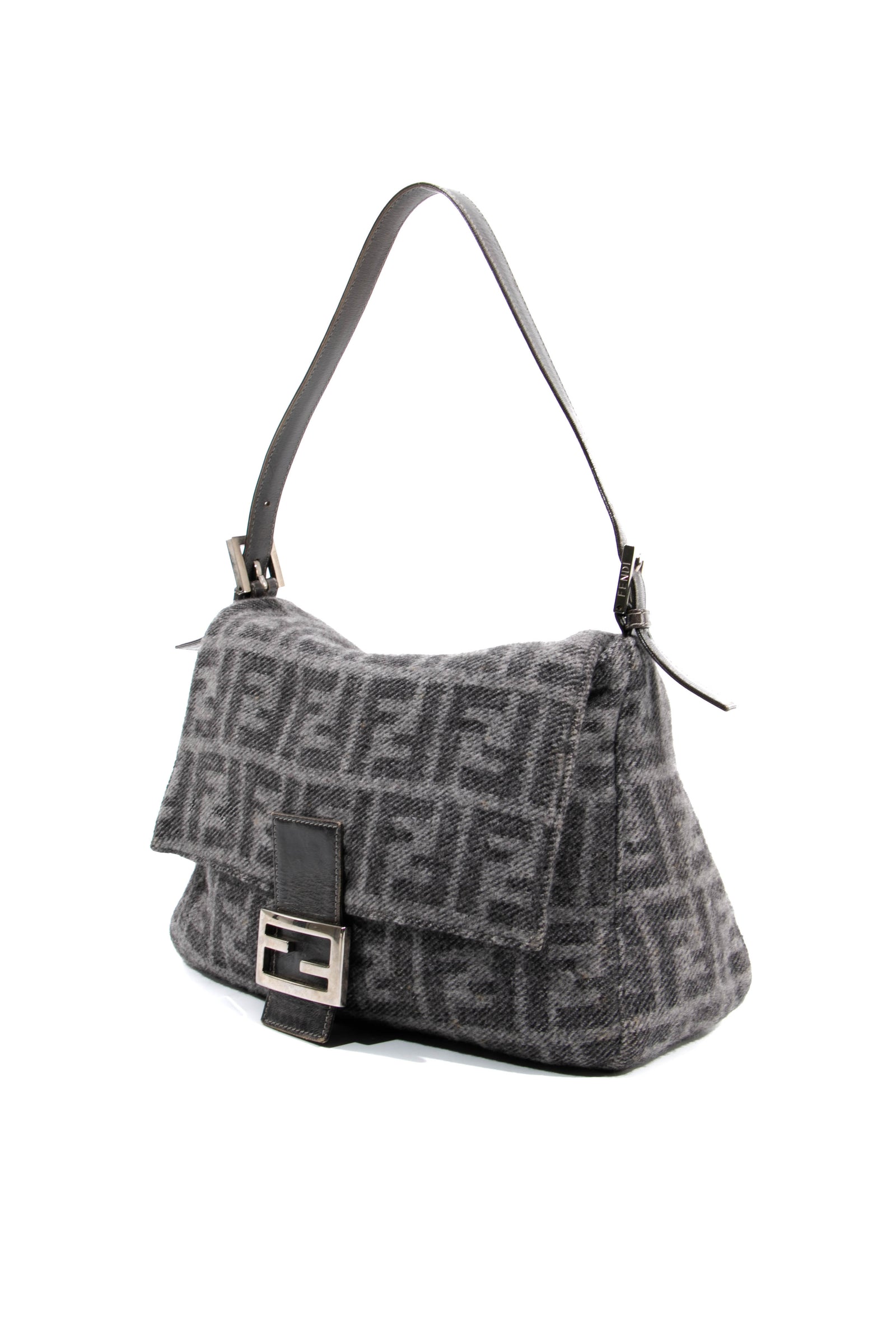 Fendi Zucca Grey Monogram Coated Canvas Satchel Grab Bag HandBag