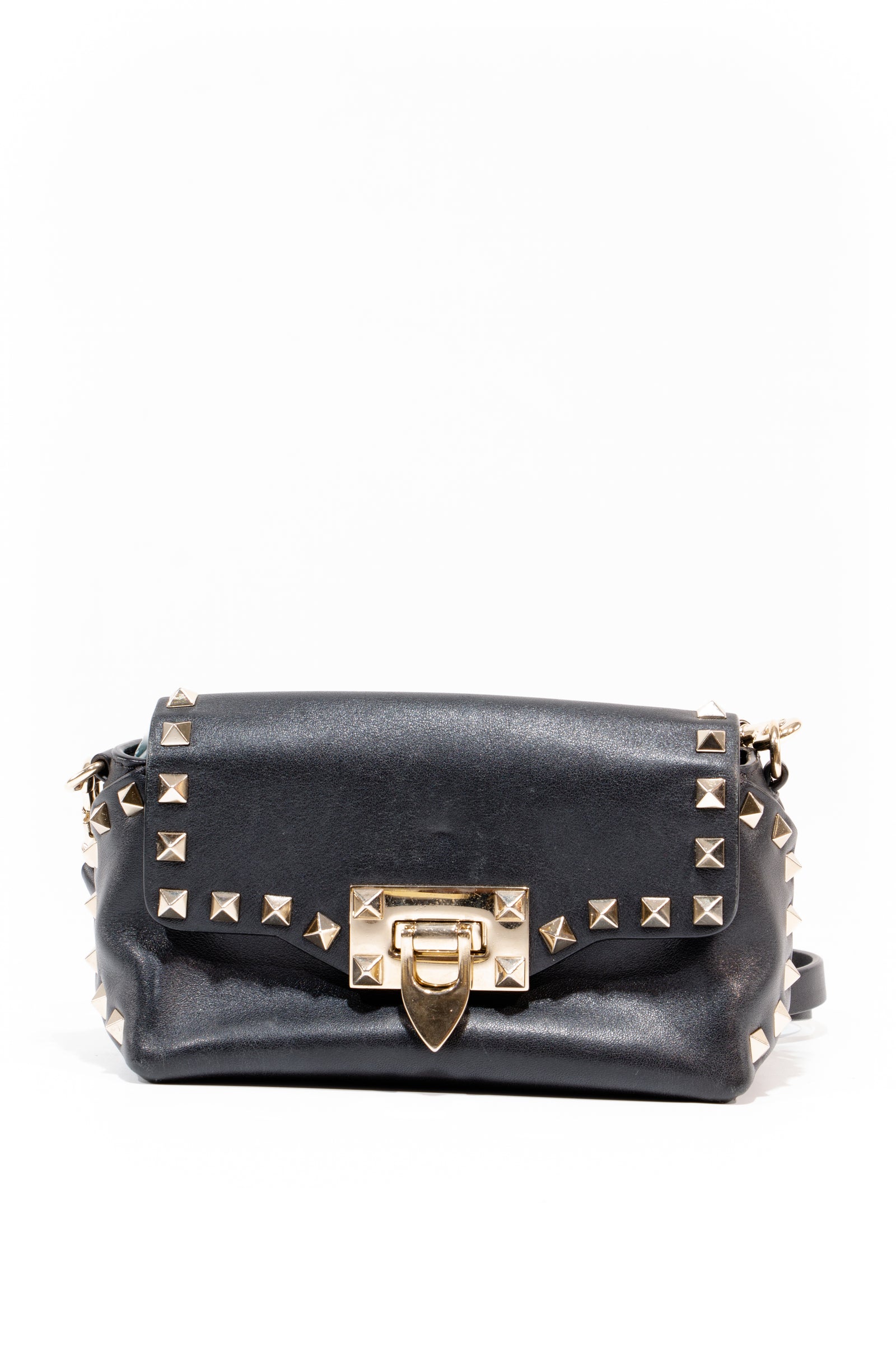 Valentino Neutrals Leather Rockstud Zip Pouch w/ Tags