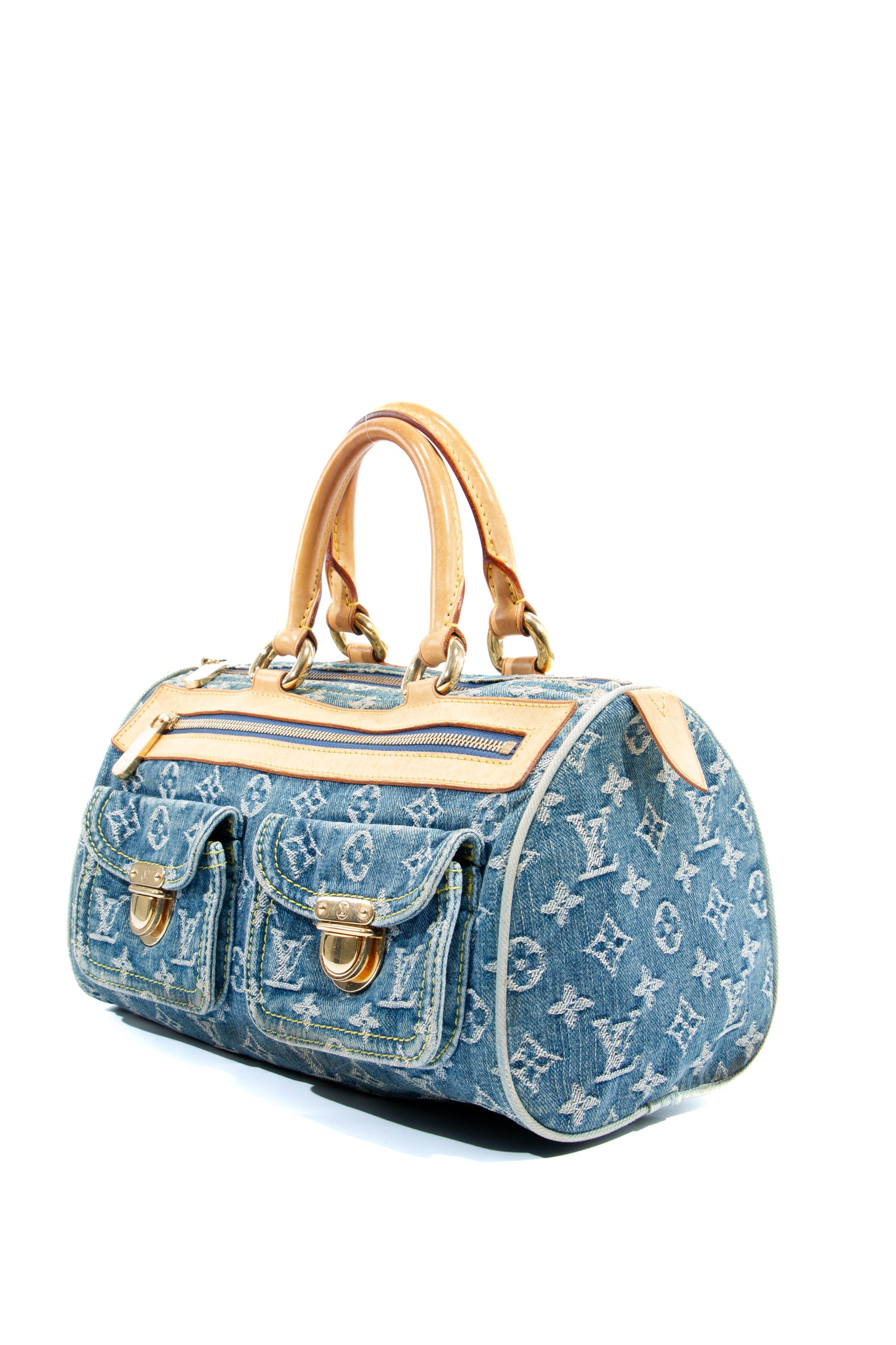 FWRD Renew Louis Vuitton Neo Speedy Monogram Denim Handbag in Medium Blue