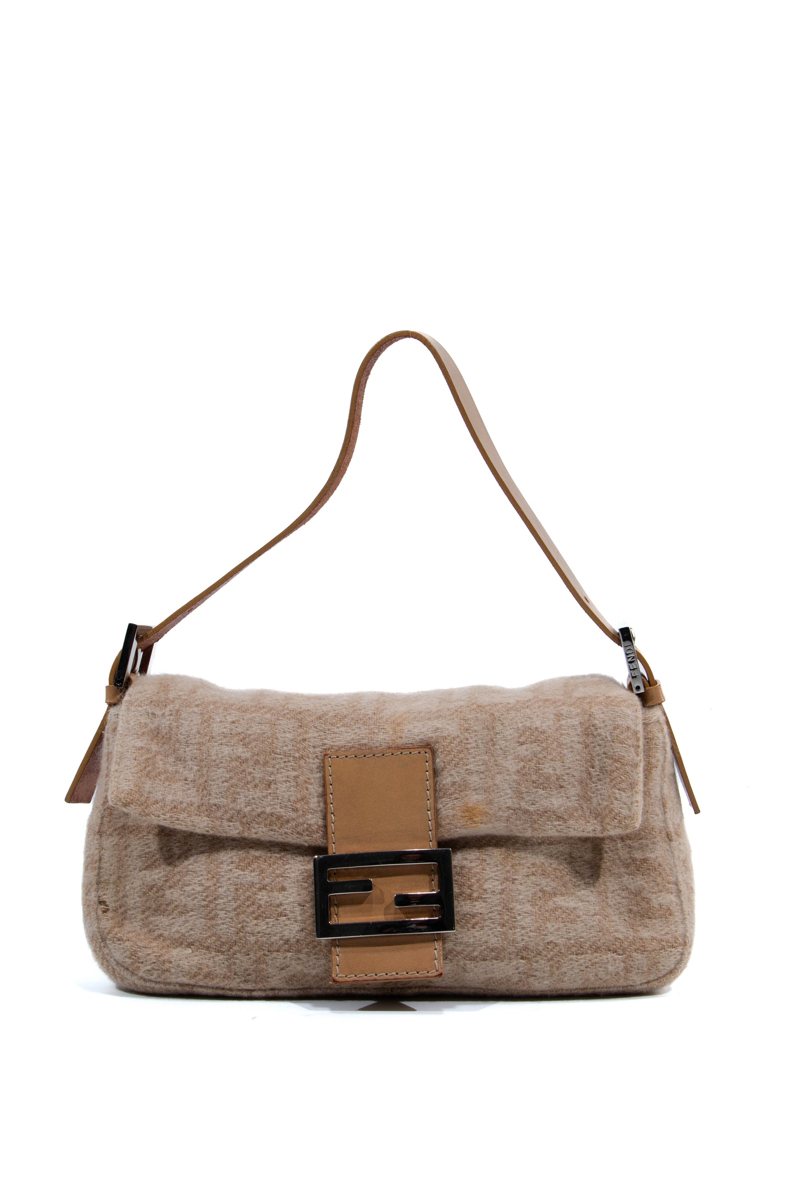 Fendi - Authenticated Croissant Vintage Handbag - Wool Beige For Woman, Very Good condition