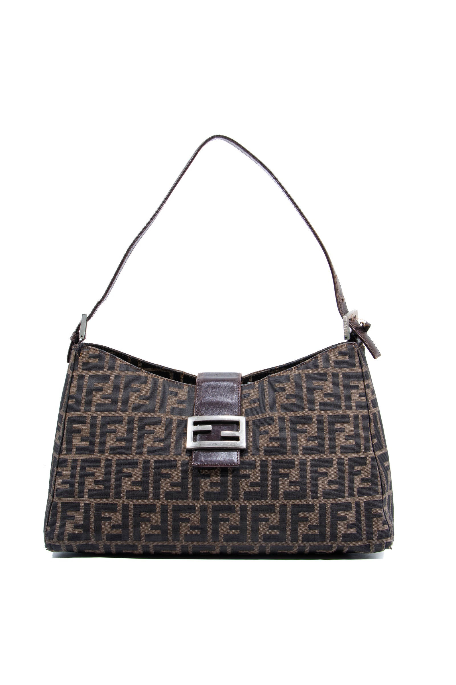 Vintage Fendi bag with the iconic Fendi pattern and whit…