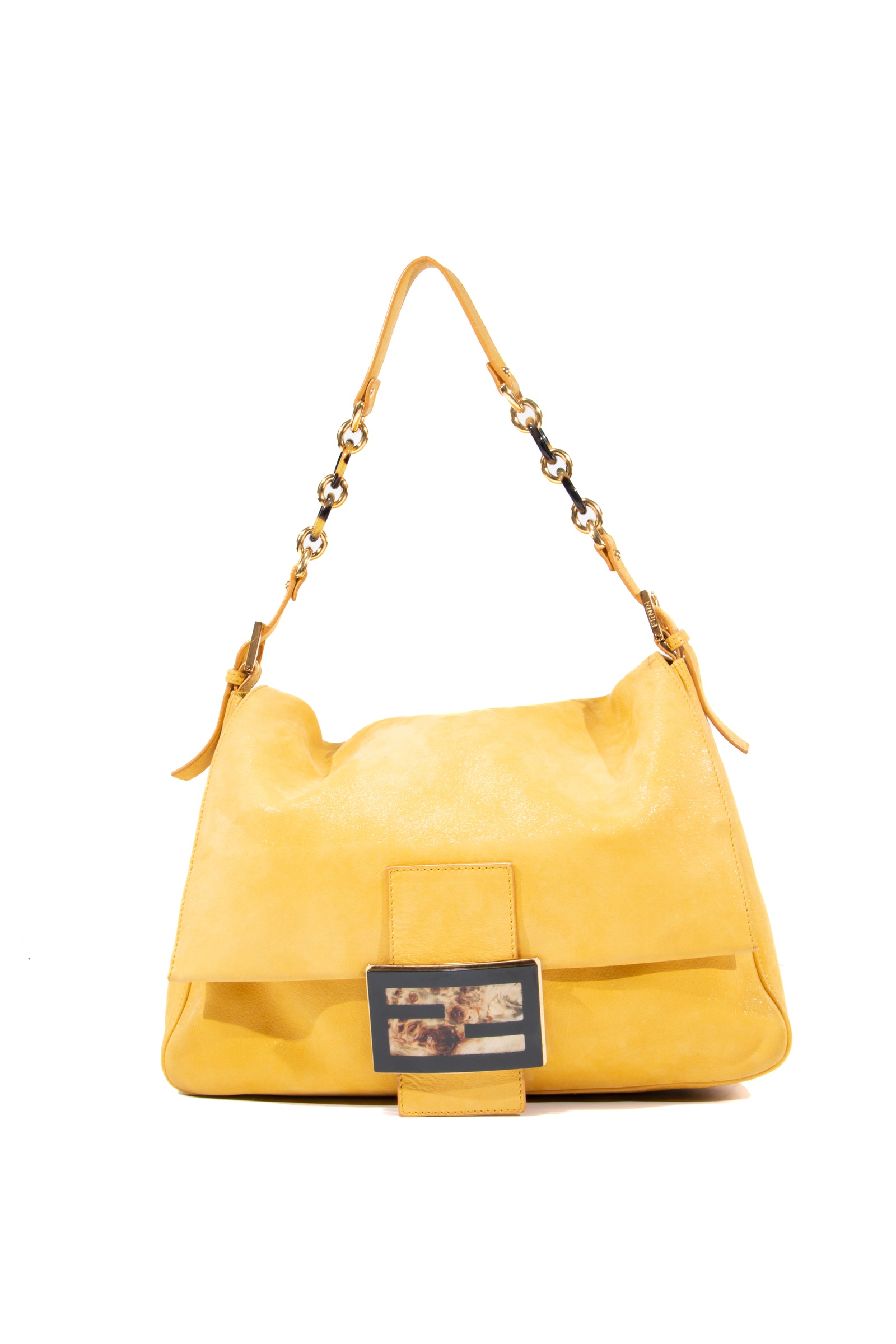 FENDI Mama Forever Large Flap Leather Shoulder Bag Yellow