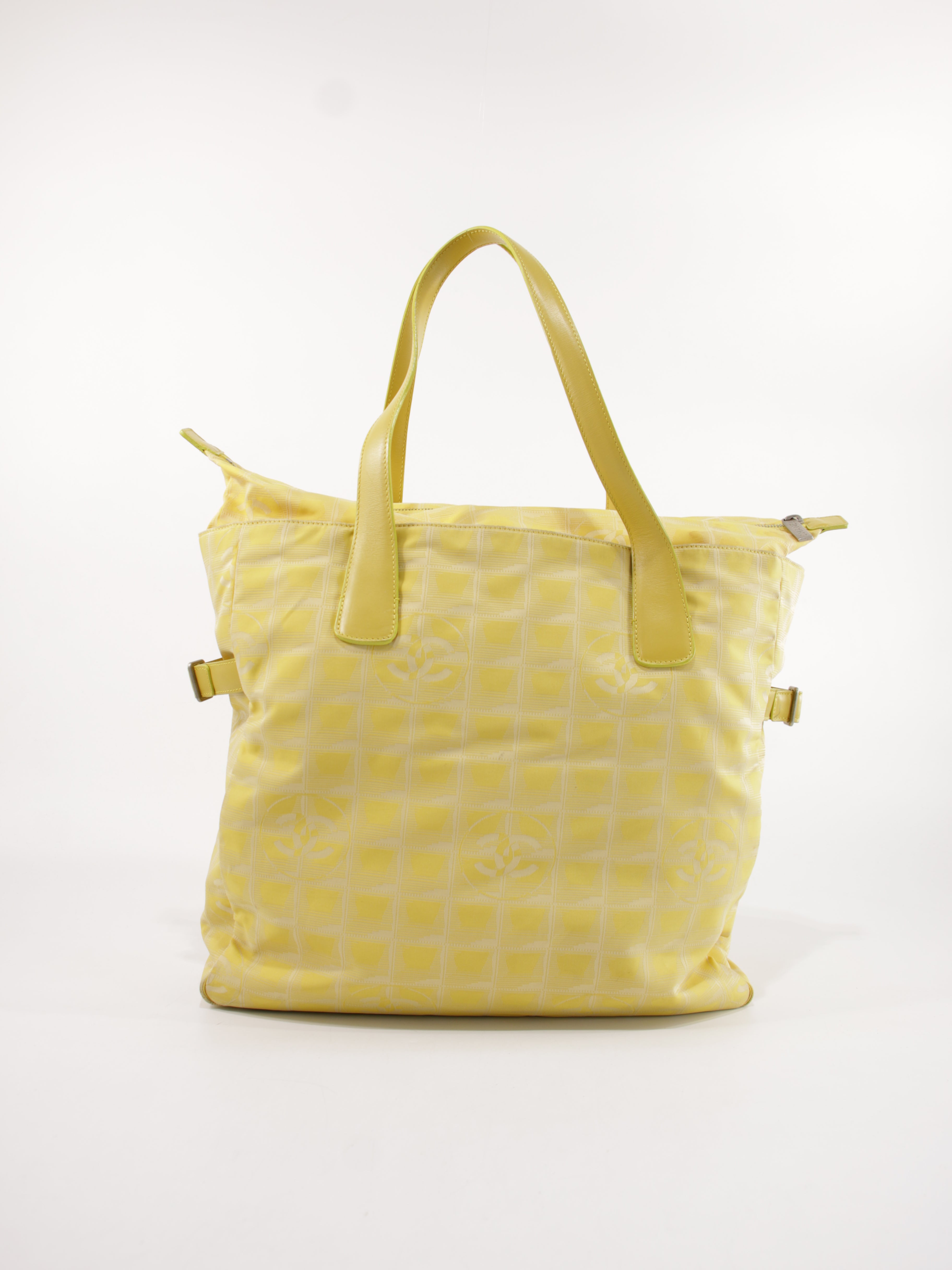 Chanel Large Travel Line Tote Yellow Stiff nylon