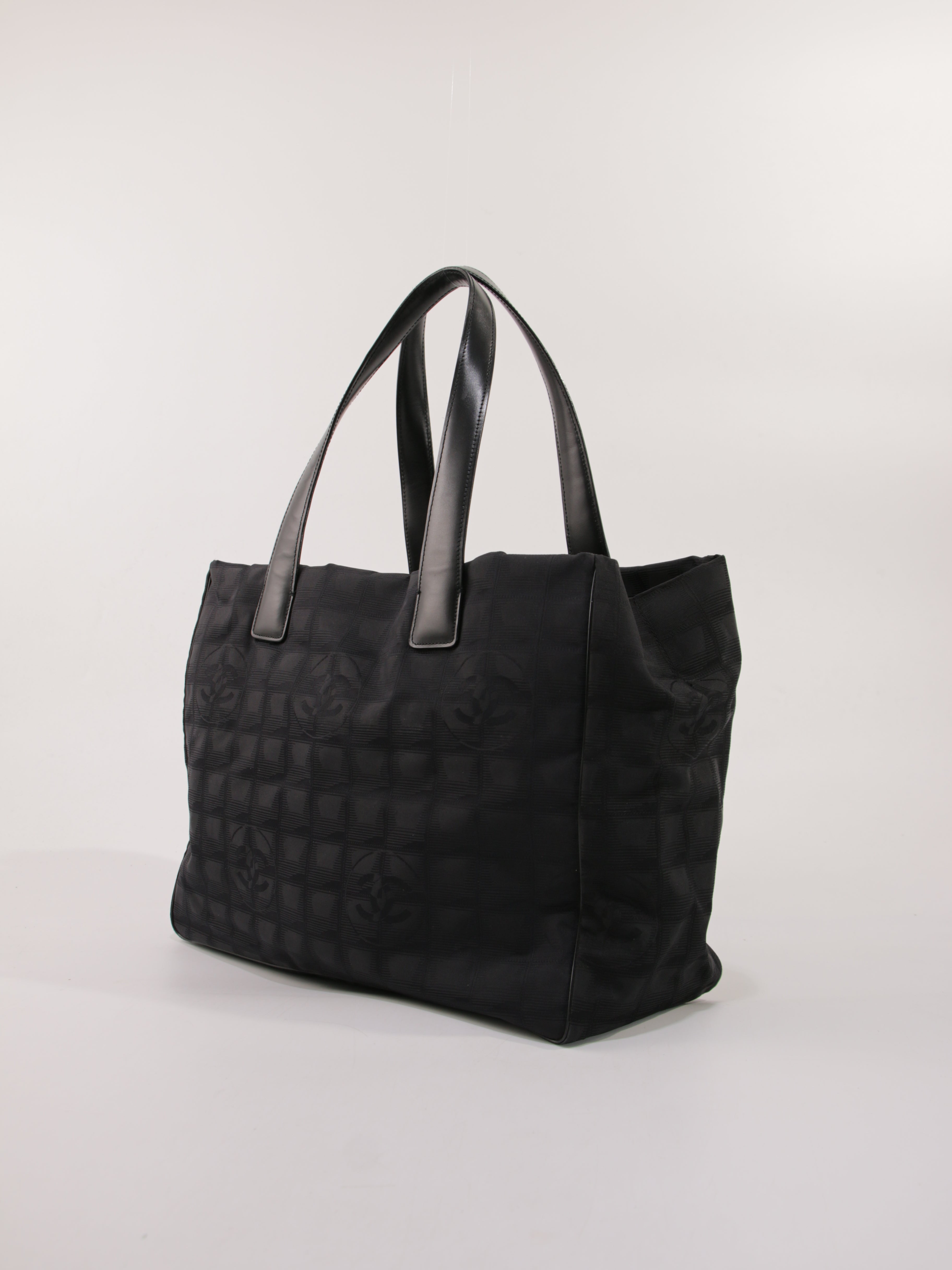 Chanel Medium New Travel Line Tote Black Stiff nylon