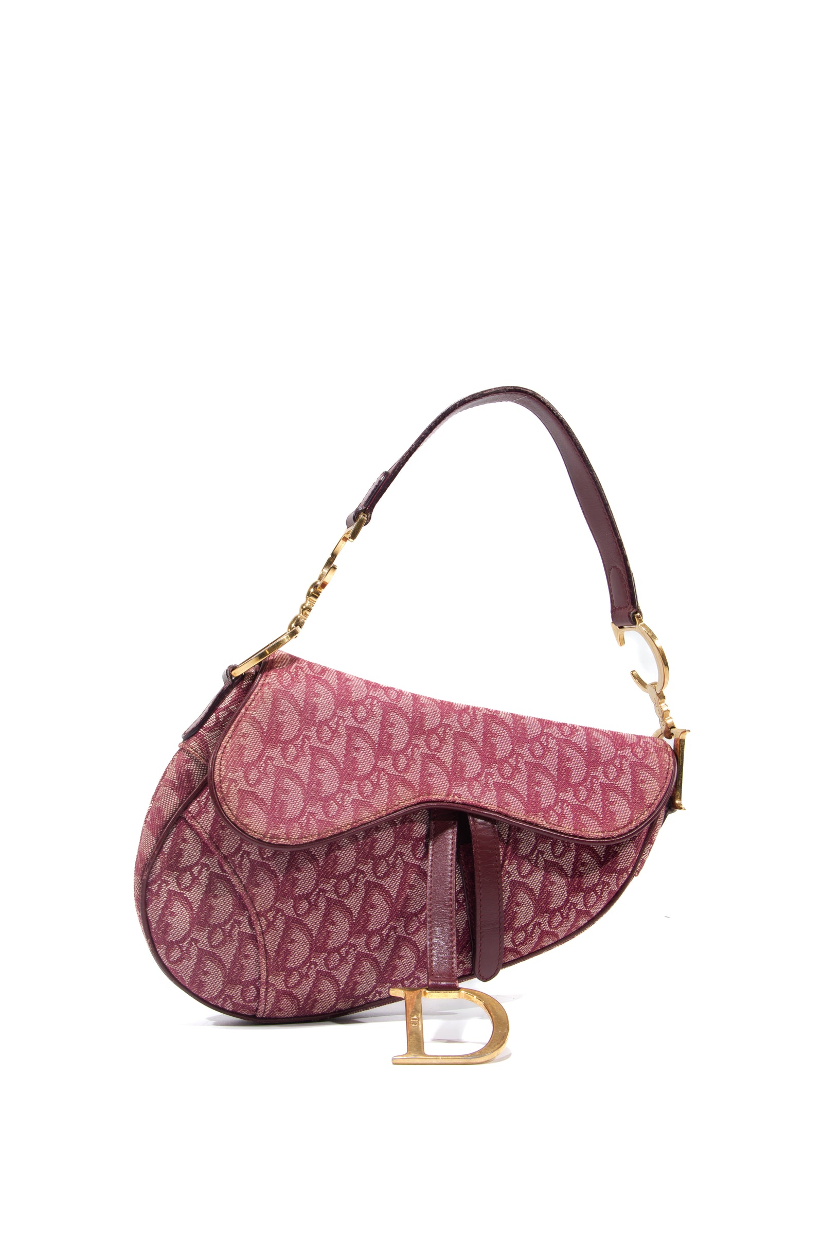 Dior - Authenticated Saddle Vintage Classic Handbag - Cloth Pink for Women, Very Good Condition