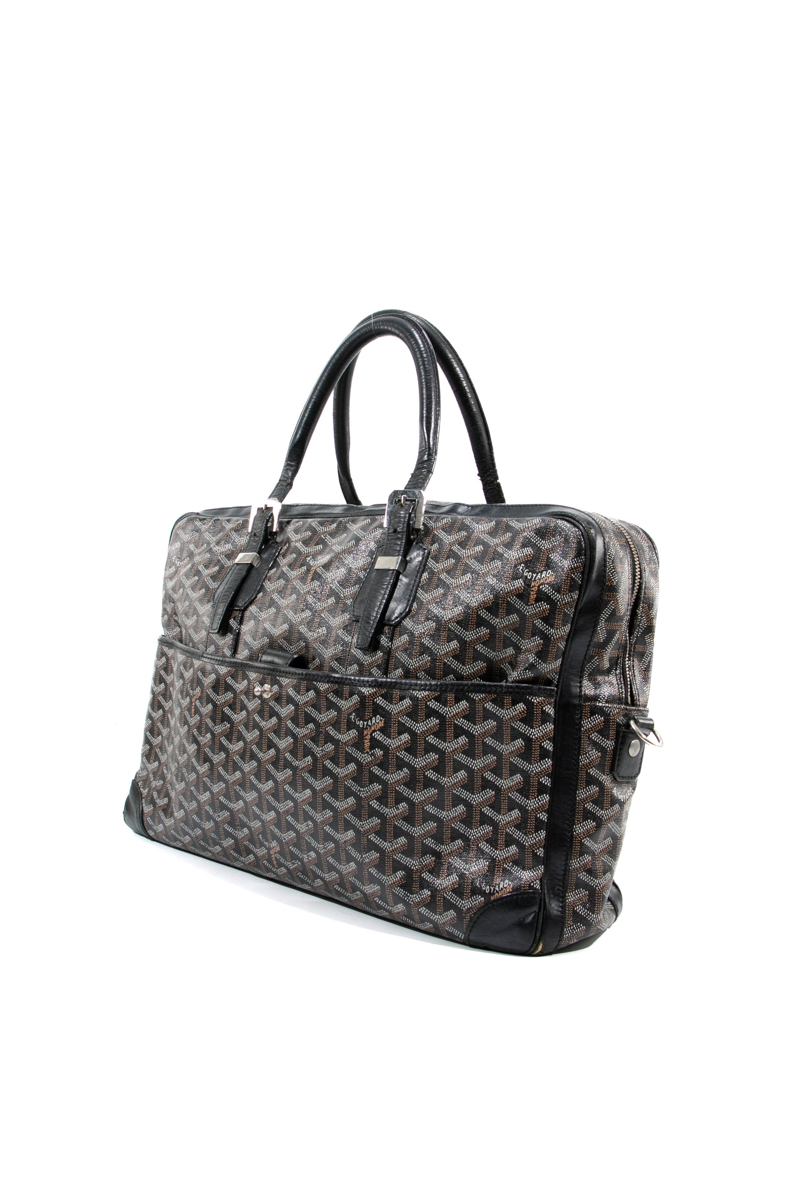 Easy to clean Goyard Black Coated Canvas And Leather Caravelle 60 Suitcase  For Men, in sale Goyard Sales Shop