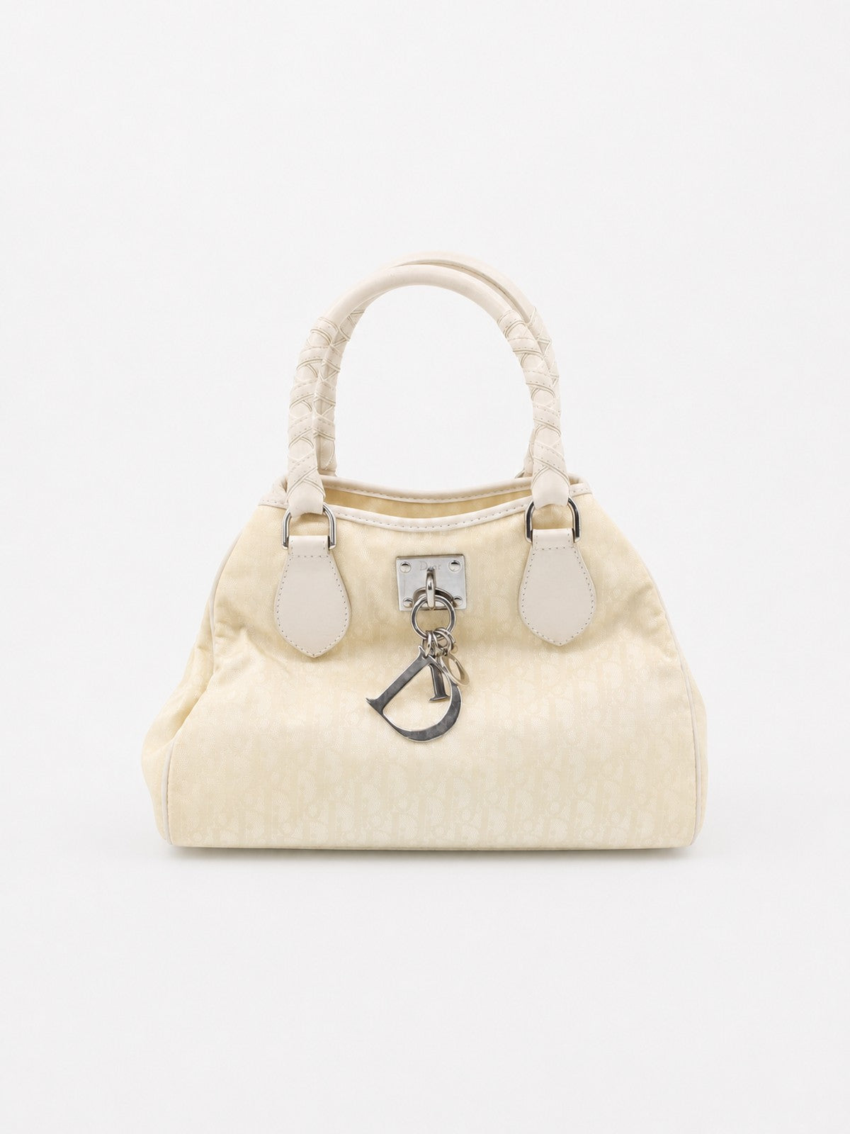 Christian Dior Hand Bag Beige Canvas