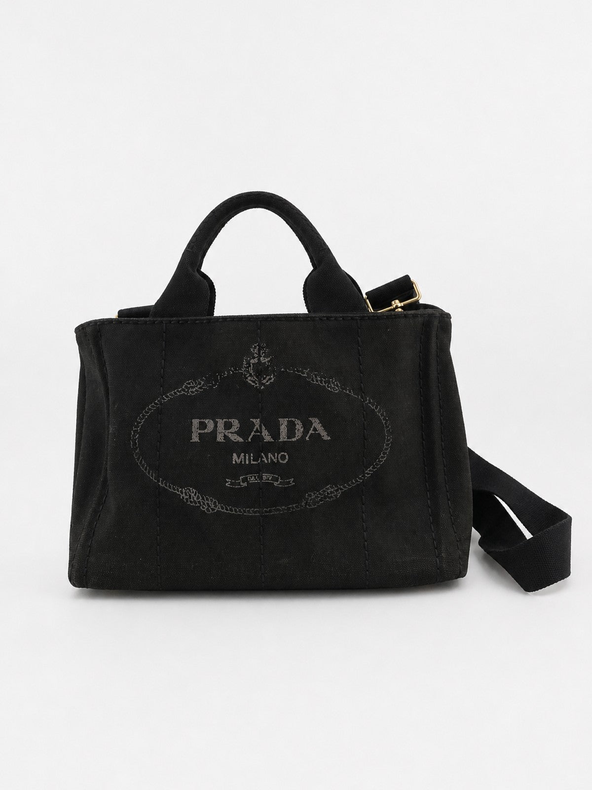 Prada Small Canapa Black Canvas