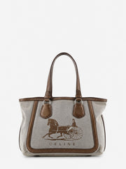 Celine Shoulder Bag Brown Fabric