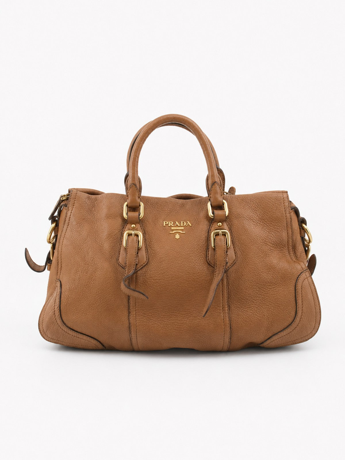 Prada Hand Bag Brown Leather