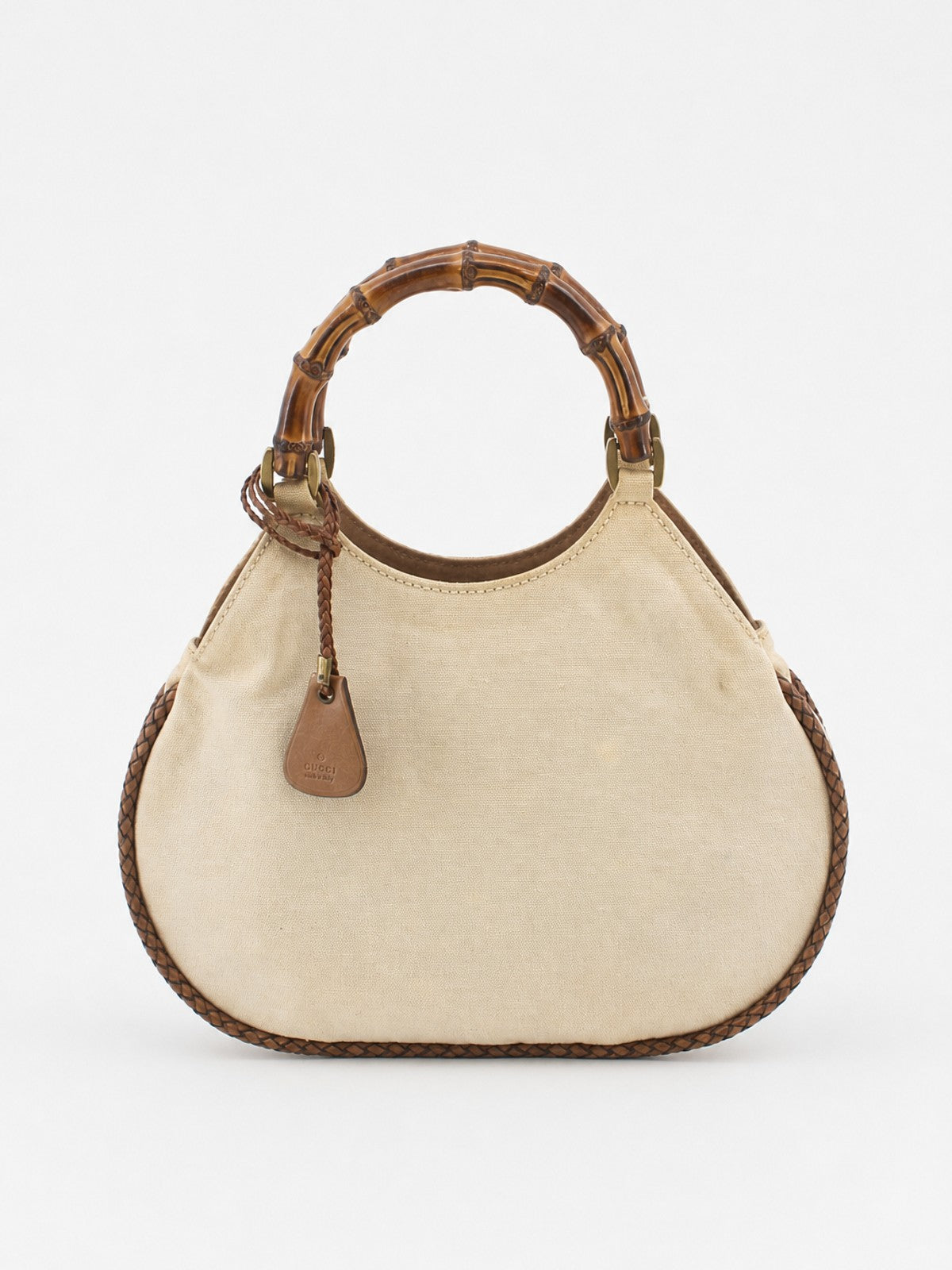 Gucci Hand Bag Cream Fabric