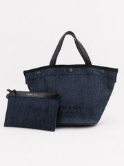 Prada Hand Bag Blue Denim