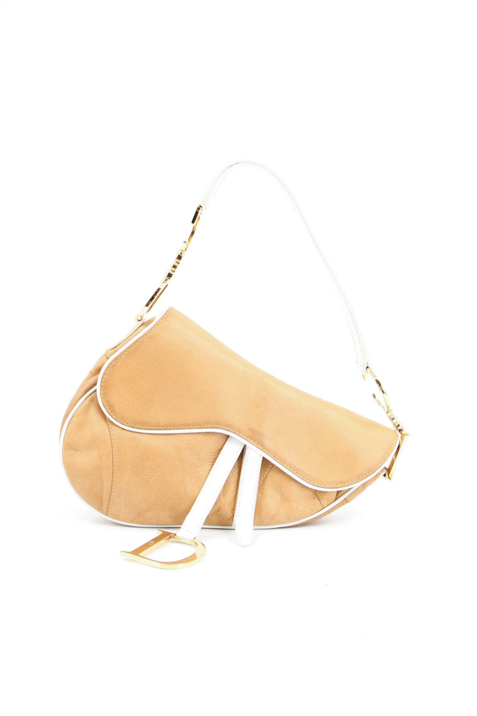 Dior Canvas Multi Stripe Bead Mini Logo Saddle Shoulder Handle Bag